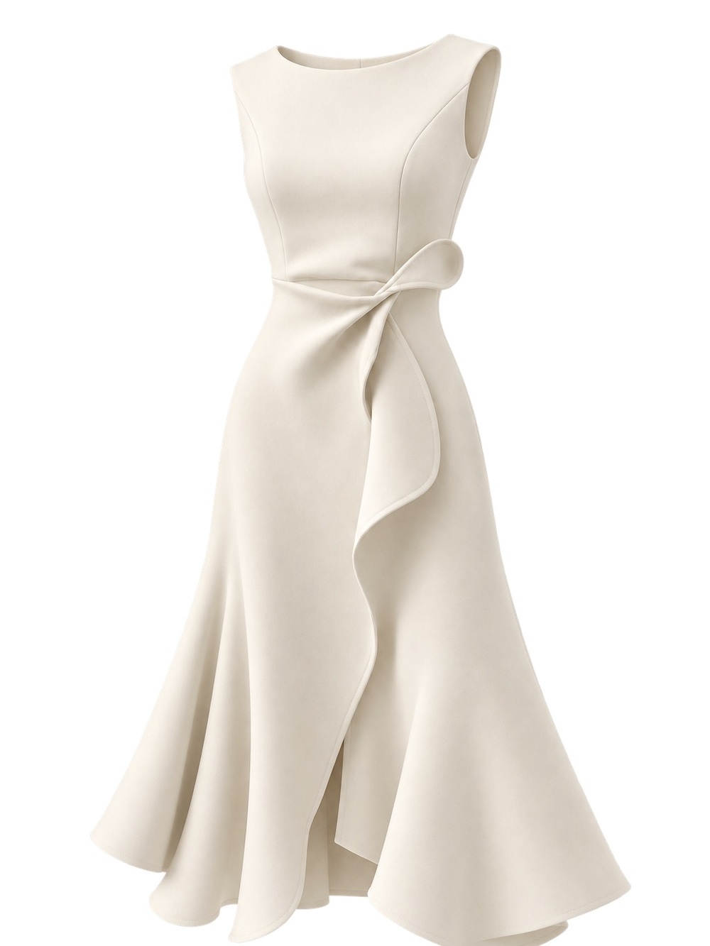 House of CB White Halter Sculpted Ruffle Midi Dress. Shows off those curves